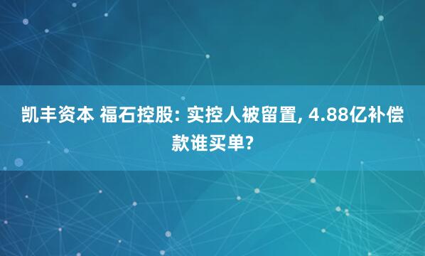 凯丰资本 福石控股: 实控人被留置, 4.88亿补偿款谁买单?